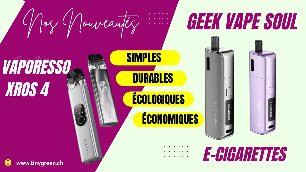 Nos E-cigarettes Simples, Abordables, Facile utiliser et Durables Tiny Green Nos E-cigarettes Simples, Abordables, Facile utiliser et Durables Tiny Green