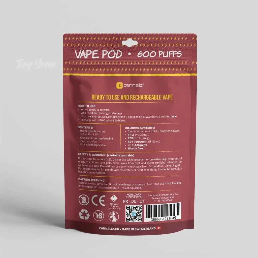 Titre produit, Tinygreen, Yvedon, CBD, Suisse, vape