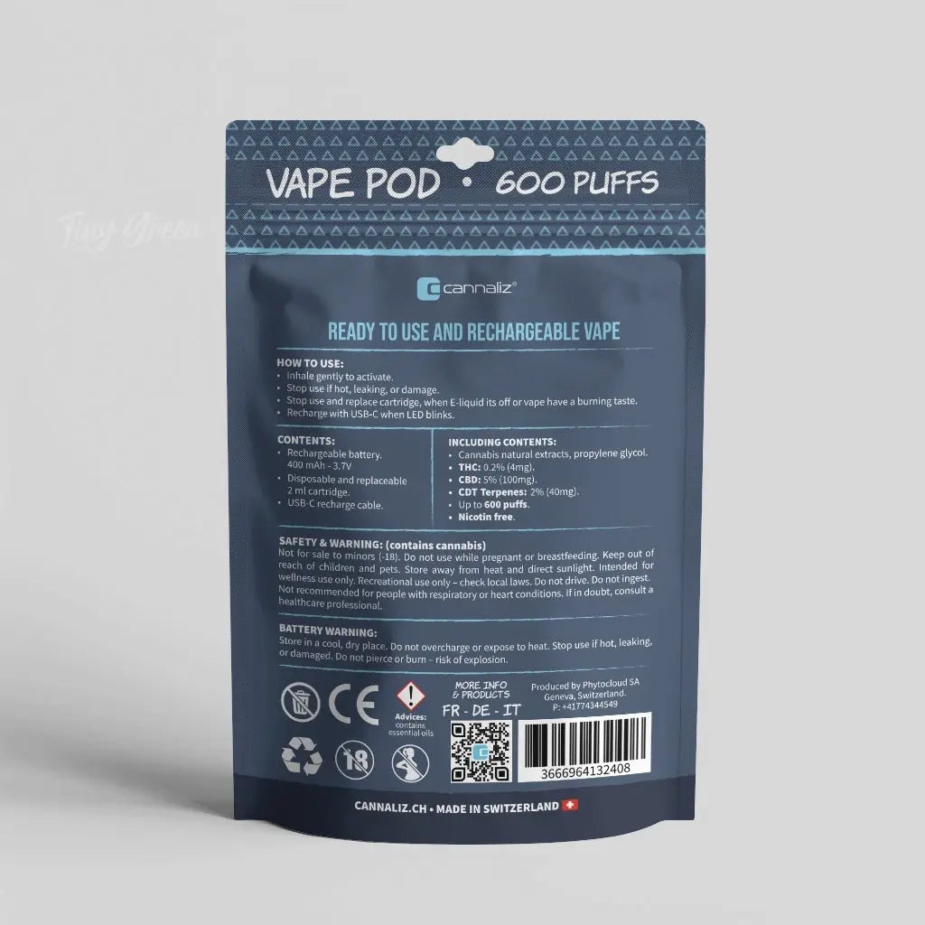 Titre produit, Tinygreen, Yvedon, CBD, Suisse, vape