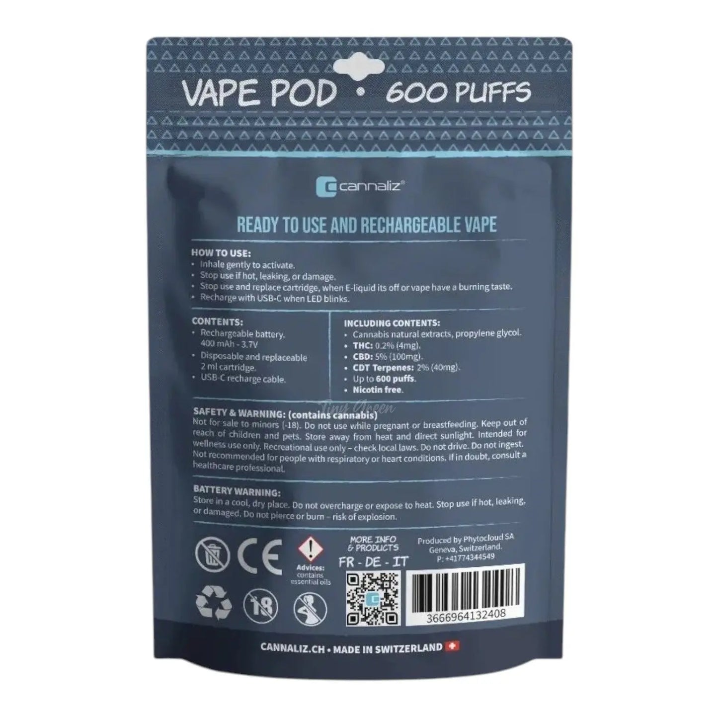 Titre produit, Tinygreen, Yvedon, CBD, Suisse, vape