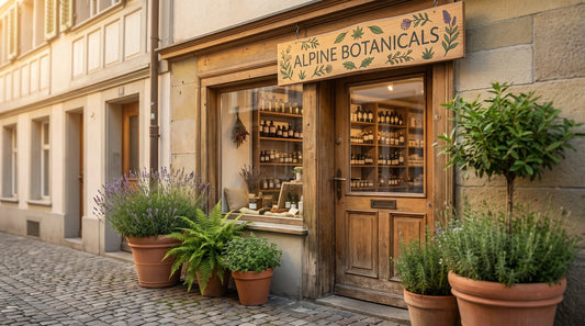 Façade d'une petite boutique indépendante dans une rue calme d'une ville suisse
