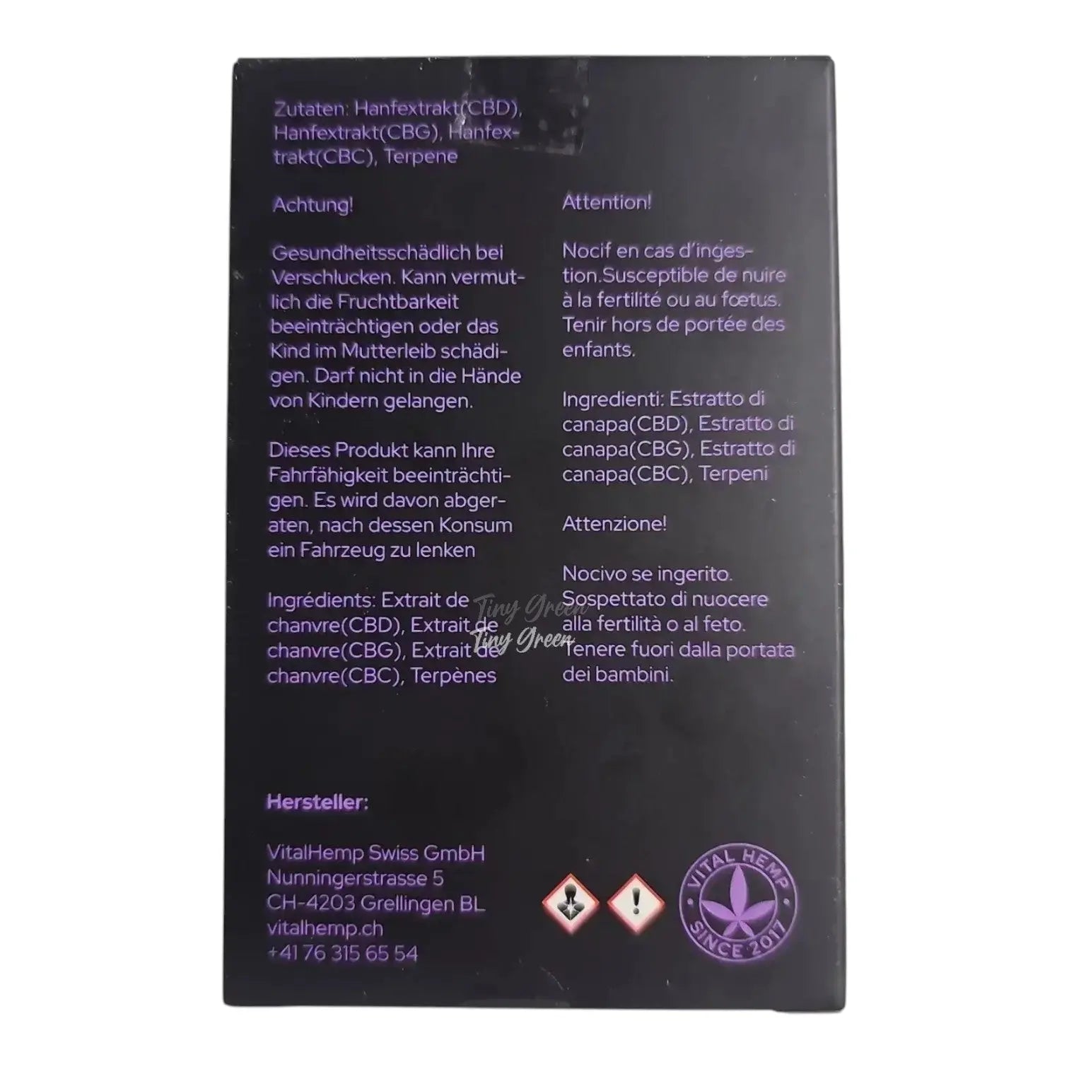 Titre produit, Tinygreen, Yvedon, CBD, Suisse, vape