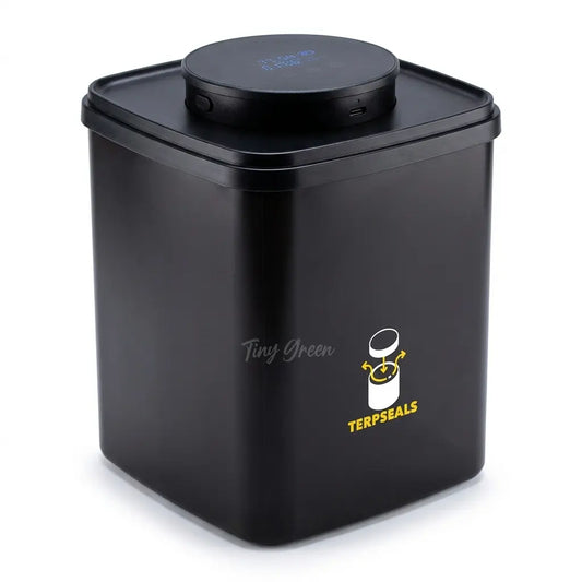 Pot Terpseals XL - bocal de conservation connecté noir, forme carrée coins arrondis, fond blanc