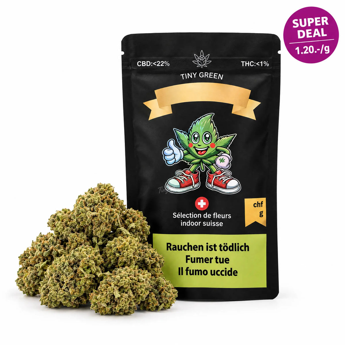 Strawberry small buds 50g, Super Deal 1.20 le gramme, Tiny Green