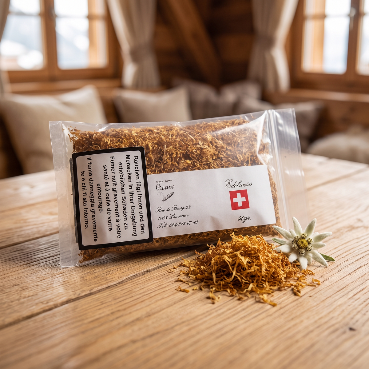 Tabac Edelweiss blond suisse sans additifs, sachet 40g – Tiny Green Yverdon